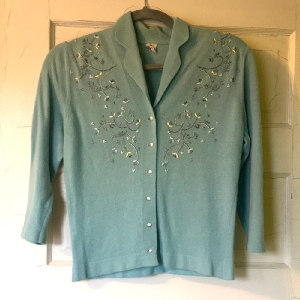 LUISA SPAGNILI Italy vintage seafoam green sweater